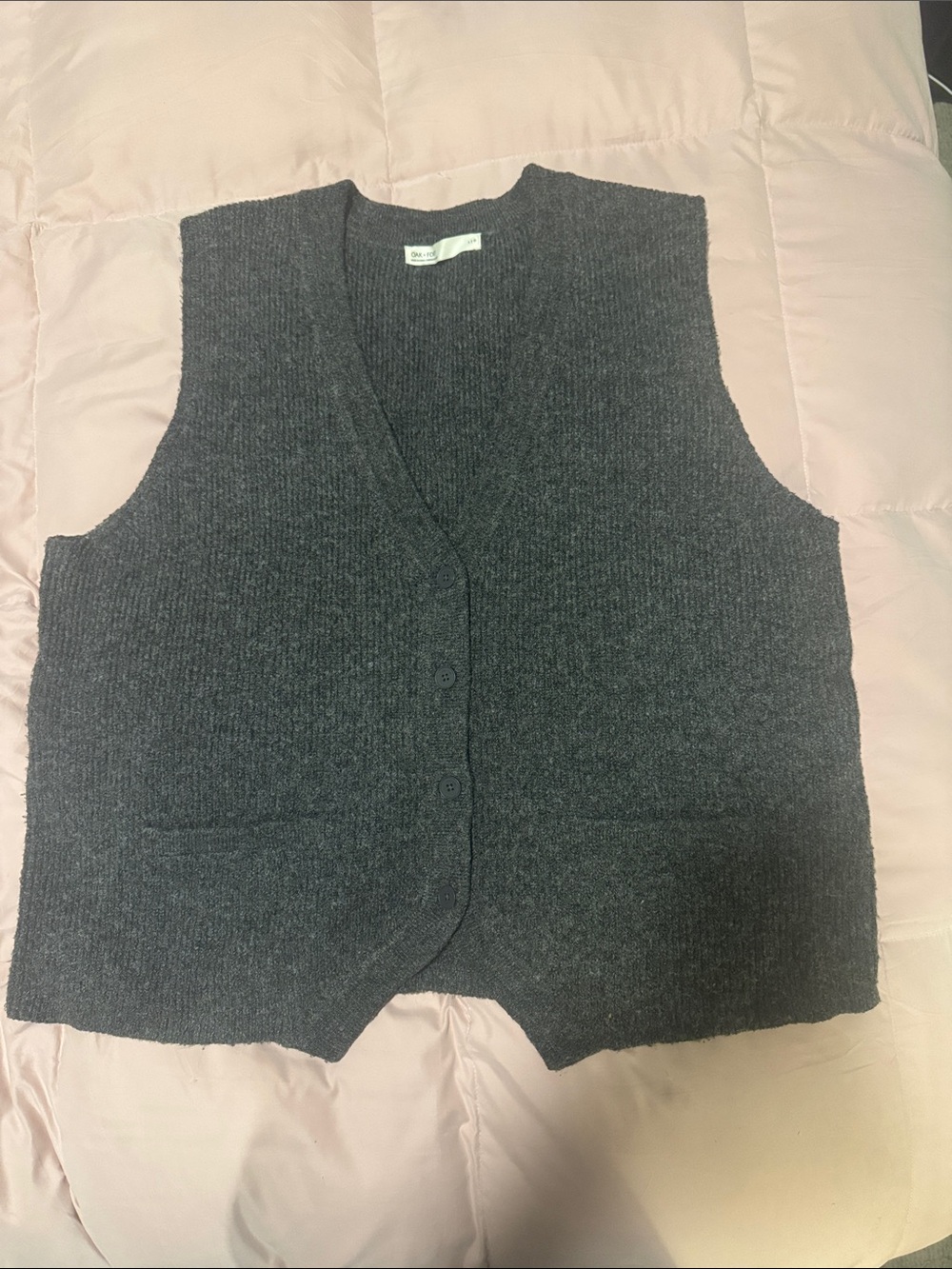 OAK + FORT Charcoal Knit Button-Front Vest